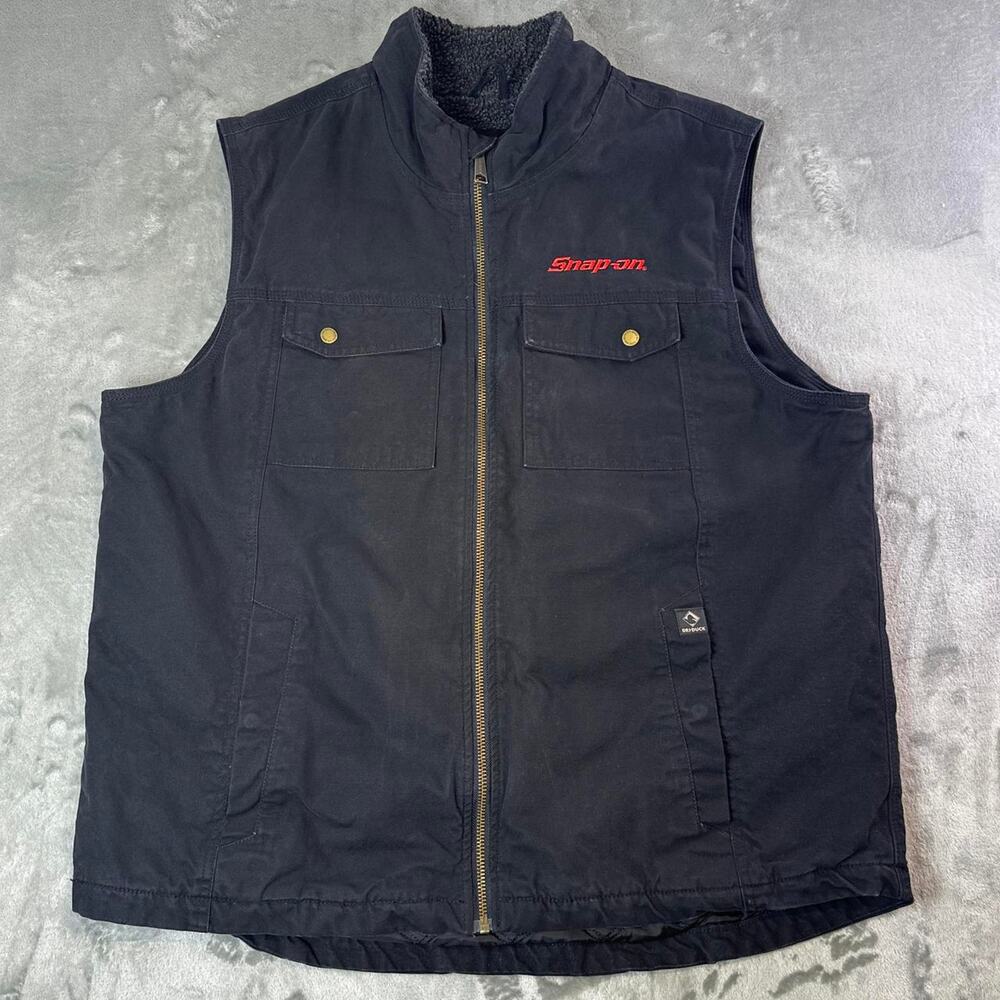 Snap-On Dri Duck Workwear Vest Black Quilted Lined Utility Full Zip XL